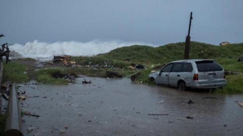 Sea waves break as Hurricane Beryl approaches Jamaica. Photo: 3 July 2024