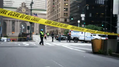A police tape line in Manhattan