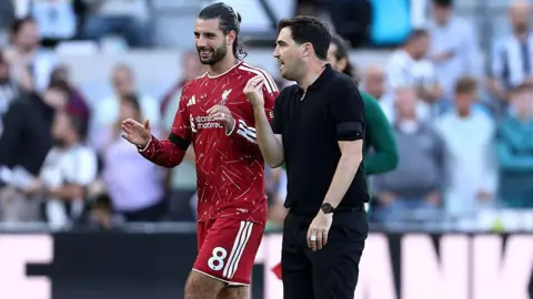 Andoni Iraola and Dominik Szoboslai
