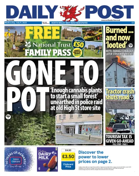 Daily Post Front page of Daily Post with headline Gone to pot and image of cannabis found in police raid