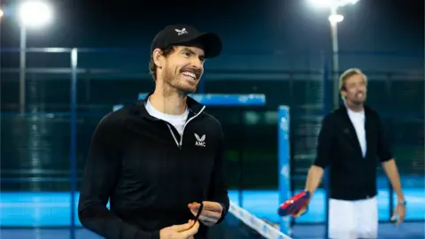 Getty Images Andy Murray and Peter Crouch on a padel court