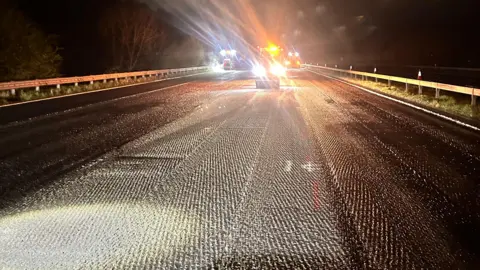 Joe Dinsdale Surface of the M6 at night showing resurfacing