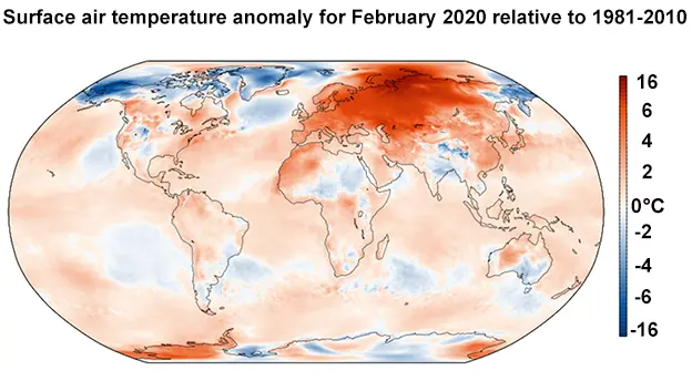 C3S/ECMWF Temperature map