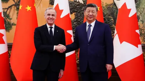 Carney and Xi shaking hands