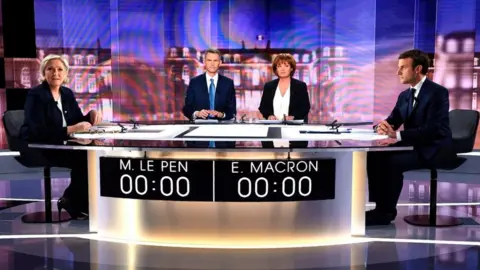 Getty Images TV debate from 2017 ahead of run-off between Emmanuel Macron and Marine Le Pen