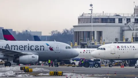 EPA Jets parked on the tarmac of Ronald Reagan Washington National Airport in Arlington, Virginia, USA, 14 January 2022.