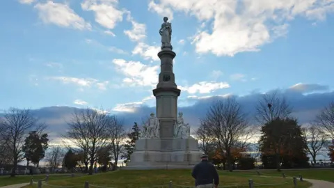 Getty Images A statue: The Soldiers' National Monument at Gettysburg National Military Park in Pennsylvania. With heightened political tensions in America, rumours are flying about possible vandalism and protests at the site