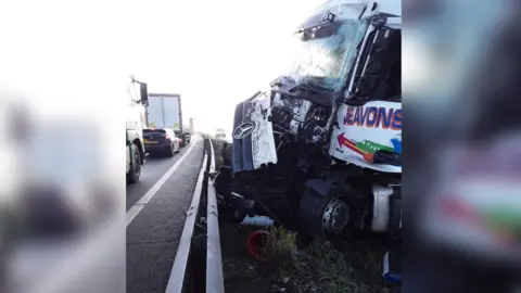 Highways England Jackknifed lorry