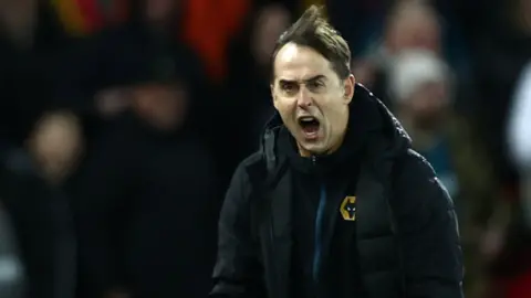 Wolves boss Julen Lopetegui reacts angrily to his side having a goal ruled out for offside against Liverpool in the FA Cup third round