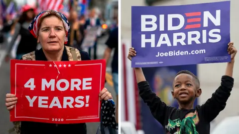 AFP/reuters A Trump and a Biden supporter