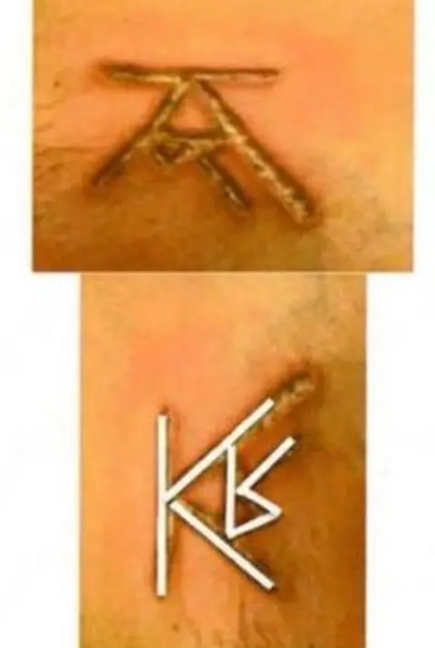 FBI KR branded on to skin