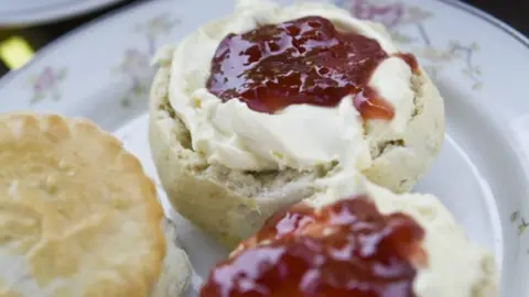 National Trust Cream tea with cream on first