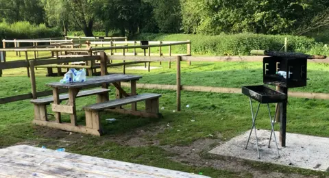 Darren Rozier/BBC The barbecue area at Needham Lakes