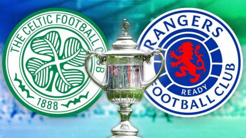 Scottish Cup with Celtic and Rangers badges