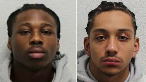 Met Police Composite shows mugshots of Ryan Wedderburn (right) and Kirk Harris (left)
