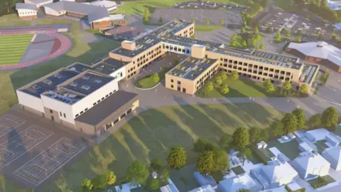 BAM architects A CGI view of the entire proposed new buildings from above