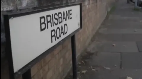 A close-up of a street sign for Brisbane Road, where Harshita Brella's body was discovered