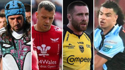 L-R: There was weekend disappointment for Ospreys' Justin Tipuric, Gareth Davies of Scarlets, Dragons' Matthew Screech and Cardiff's Mackenzie Martin