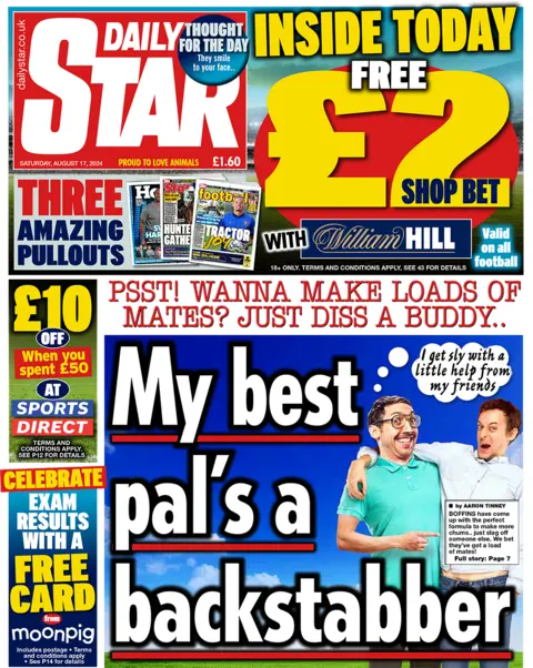 The headline on the front page of the Daily Star reads: 