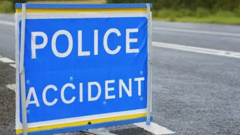 Getty Images police accident sign 