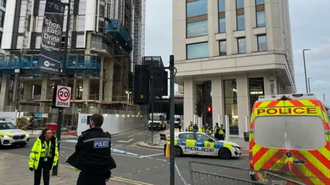 A police scene in place on Merrion Street in Leeds city centre