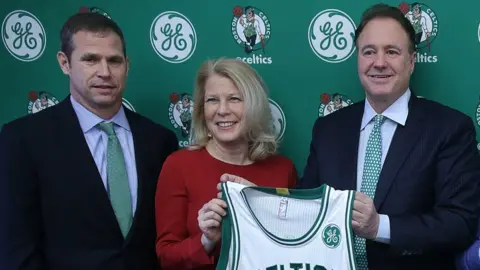 Getty Images Rich Gotham, GE Chief Marketing Officer Linda Boff, Celtics executive Steve Pagliuca
