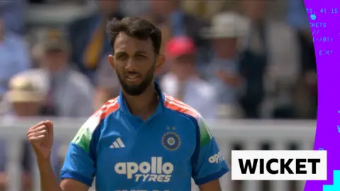 Prasidh Krishna after taking the opening wicket