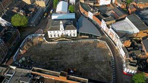 Aerial picture of the demolished market in Leicester 