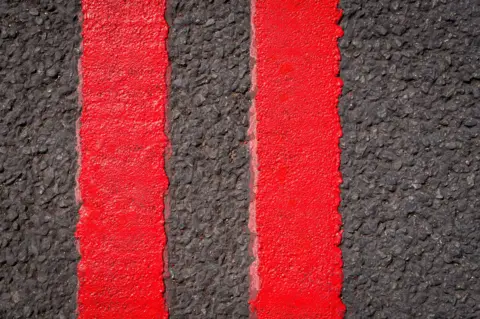 Double red lines.