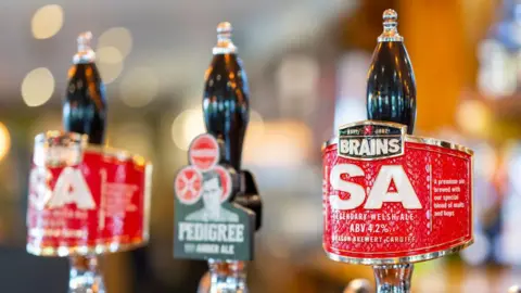 Getty Images Brains SA beer on sale in a pub in Cardiff