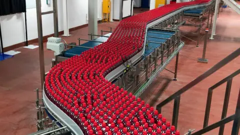SBF GB&I Lucozade bottles at the factory