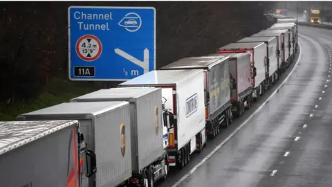 EPA Stranded lorry drivers