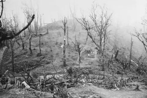 BBC View of the Garrison Hill battlefield with the British and Japanese positions shown. Garrison Hill was the key to the British defences at Kohima.