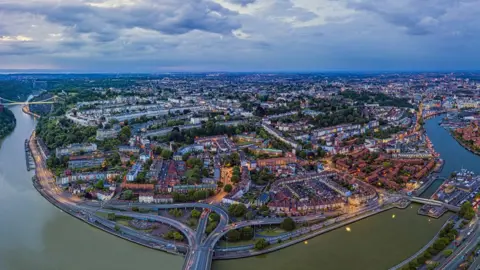 Getty Images Aerial shot of the centre of Bristol