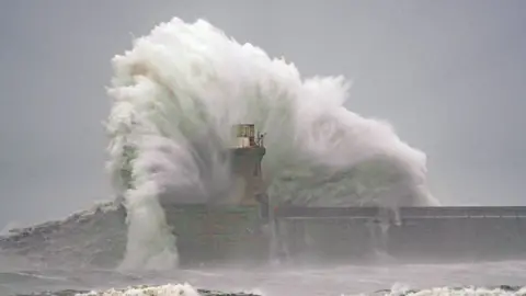 Helen Cowan A wave dislodged the dome from the top of South Shields Lighthouse