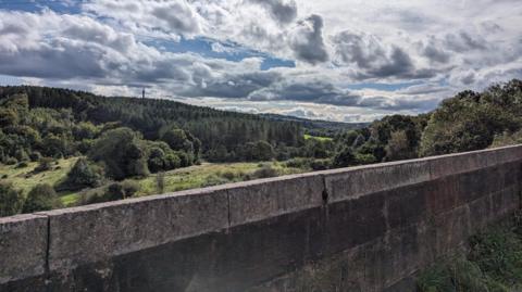 Views from the Nine Arches Viaduct across the Derwent Valley to Gibside (the final section of the Tyne Derwent Way)