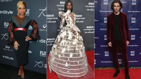 Getty Images Mary J. Blige, Duckie Thot, Timothee Chalamet