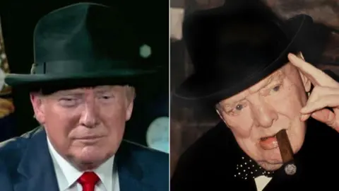 ITV/GMB and BBC Donald Trump and Winston Churchill