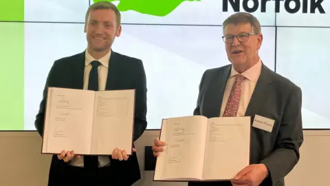 ANDREW SINCLAIR/BBC Signed Norfolk devolution papers