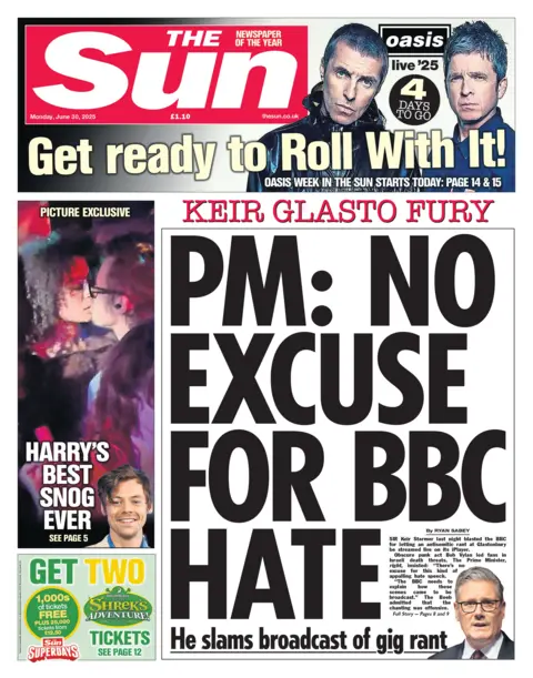 "PM: No excuse for BBC hate" reads the headline on the front page of The Sun.