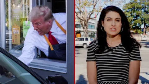 Donald Trump serves at a McDonalds and the BBC's Lily Jamali