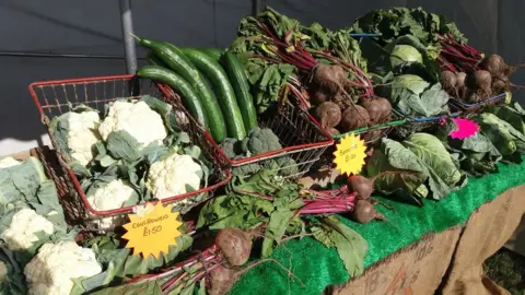 BBC Vegetables for sale at a farmers market