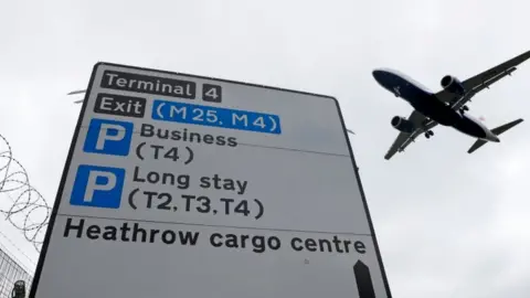 AFP A British Airways plane flying near Heathrow