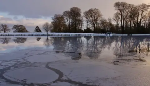 Peter Gunton December 2020 - Reflections and ice patterns on the top pond