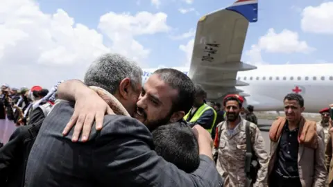 Reuters Freed prisoner arrives at Sanaa airport