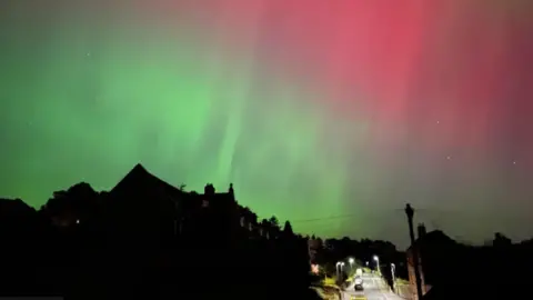 Shamrock Sean An image of the green and pink Northern Lights in Derbyshire