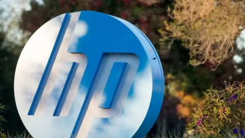 PA Media Logo of Hewlett Packard, showing a blue h and p