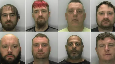 Gloucestershire Constabulary Police mug shots of the eight men sentenced