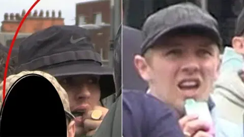 Humberside Police Man in a black Nike sun hat wearing a large gold ring on his hand and a man wearing a black baseball cap 