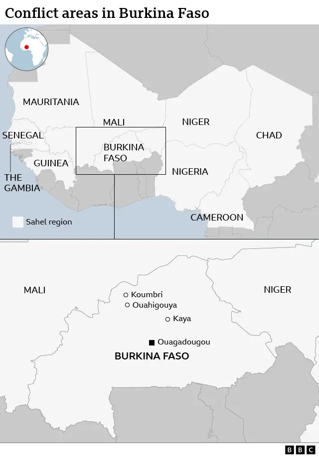 Map showing Burkina Faso